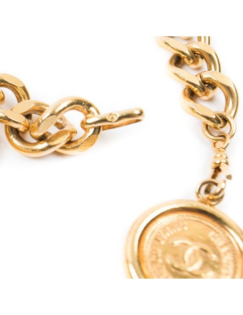 CHANEL vintage belt in gilt metal chain size 85FR