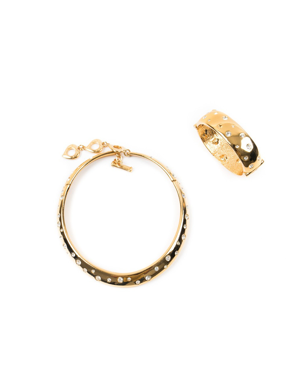 Parure collier et bracelet YSL YVES SAINT LAURENT Vintage en métal doré et strass