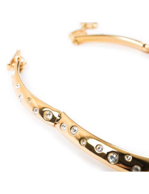 Parure collier et bracelet YSL YVES SAINT LAURENT Vintage en métal doré et strass