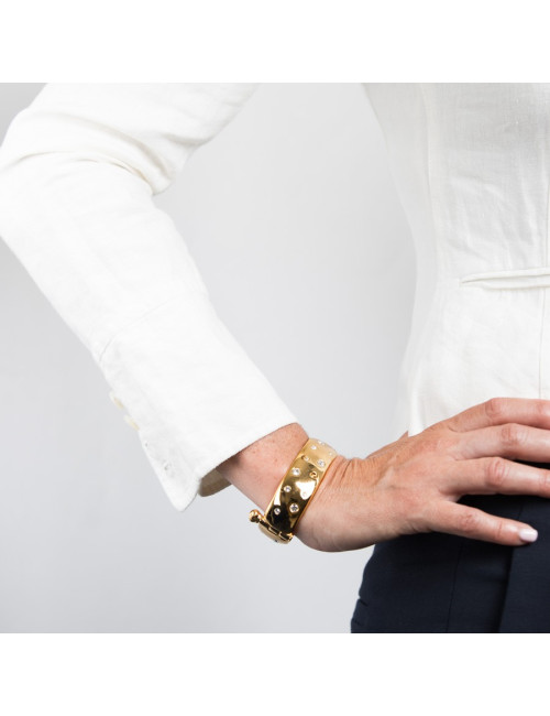 Parure collier et bracelet YSL YVES SAINT LAURENT Vintage en métal doré et strass