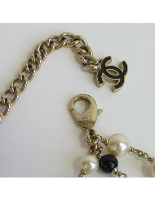 CHANEL multi row necklace with pearls, cc and Coco figurine