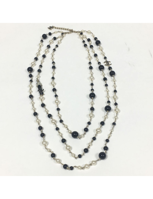 CHANEL multi row necklace with pearls, cc and Coco figurine