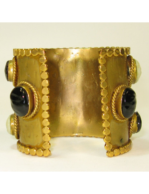 Manchette MARGUERITE de VALOIS Couture en métal doré et cabochons en pâte de verre