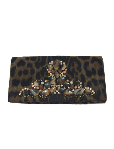 Pochette YSL SAINT LAURENT satin façon panthère