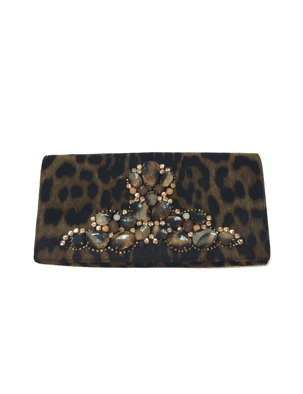 E.S Pochette YSL YVES SAINT LAURENT rive Gauche satin imprimé Léopard