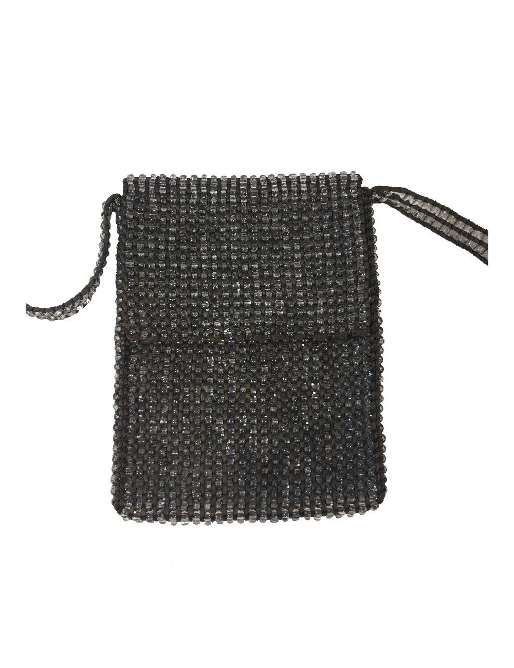 Petit sac GIORGIO ARMANI en perles transparentes et fils de soie marron