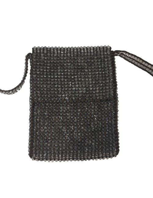 Petit sac GIORGIO ARMANI en perles transparentes et fils de soie marron
