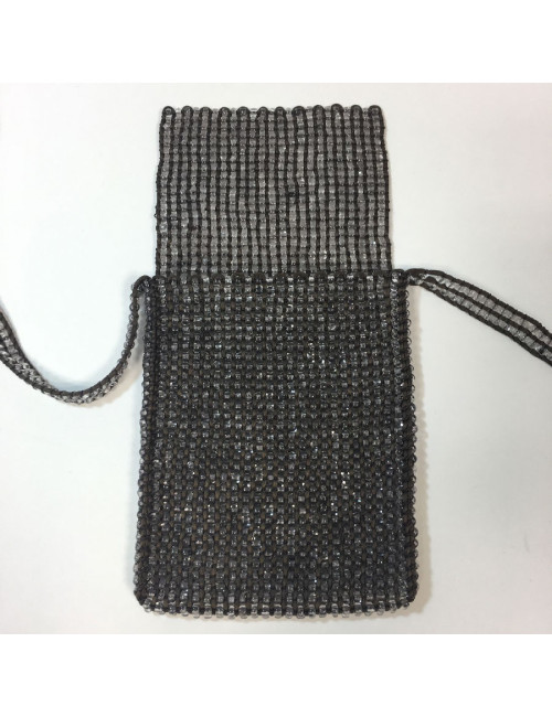 Petit sac GIORGIO ARMANI en perles transparentes et fils de soie marron