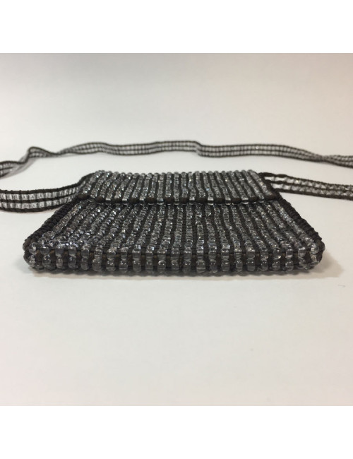 Petit sac GIORGIO ARMANI en perles transparentes et fils de soie marron