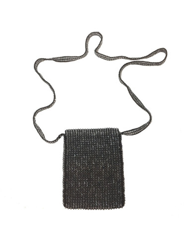 Petit sac GIORGIO ARMANI en perles transparentes et fils de soie marron