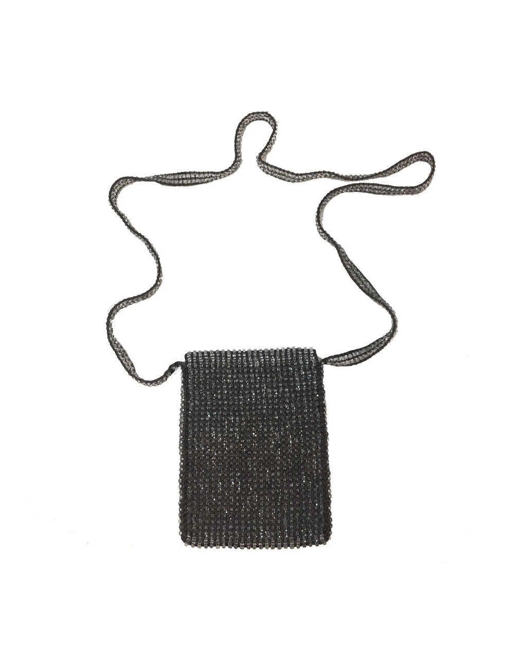 Petit sac GIORGIO ARMANI en perles transparentes et fils de soie marron