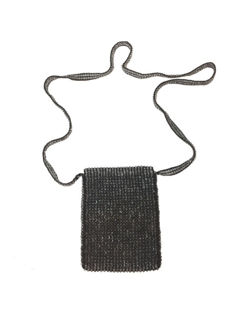 Petit sac GIORGIO ARMANI en perles transparentes et fils de soie marron