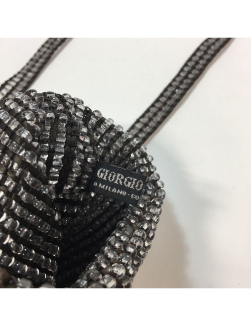 Petit sac GIORGIO ARMANI en perles transparentes et fils de soie marron