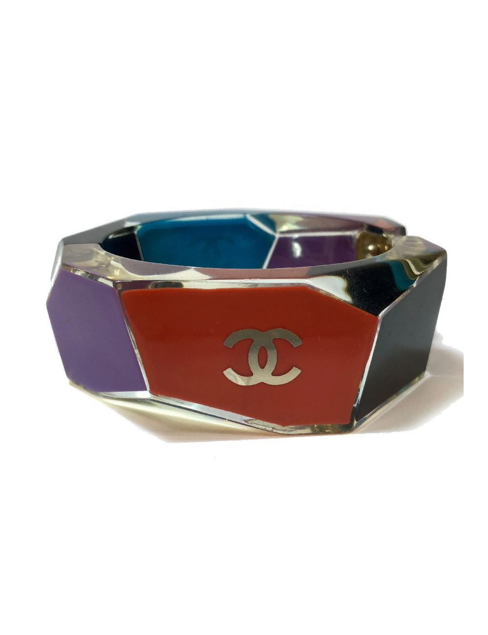 CHANEL Cuff bracelet in multicolored plexiglass