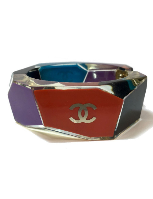 CHANEL Cuff bracelet in multicolored plexiglass