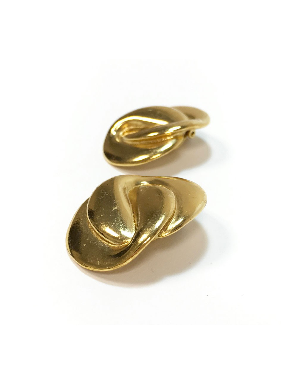 Boucles d'oreilles clips YVES SAINT LAURENT vintage en métal doré