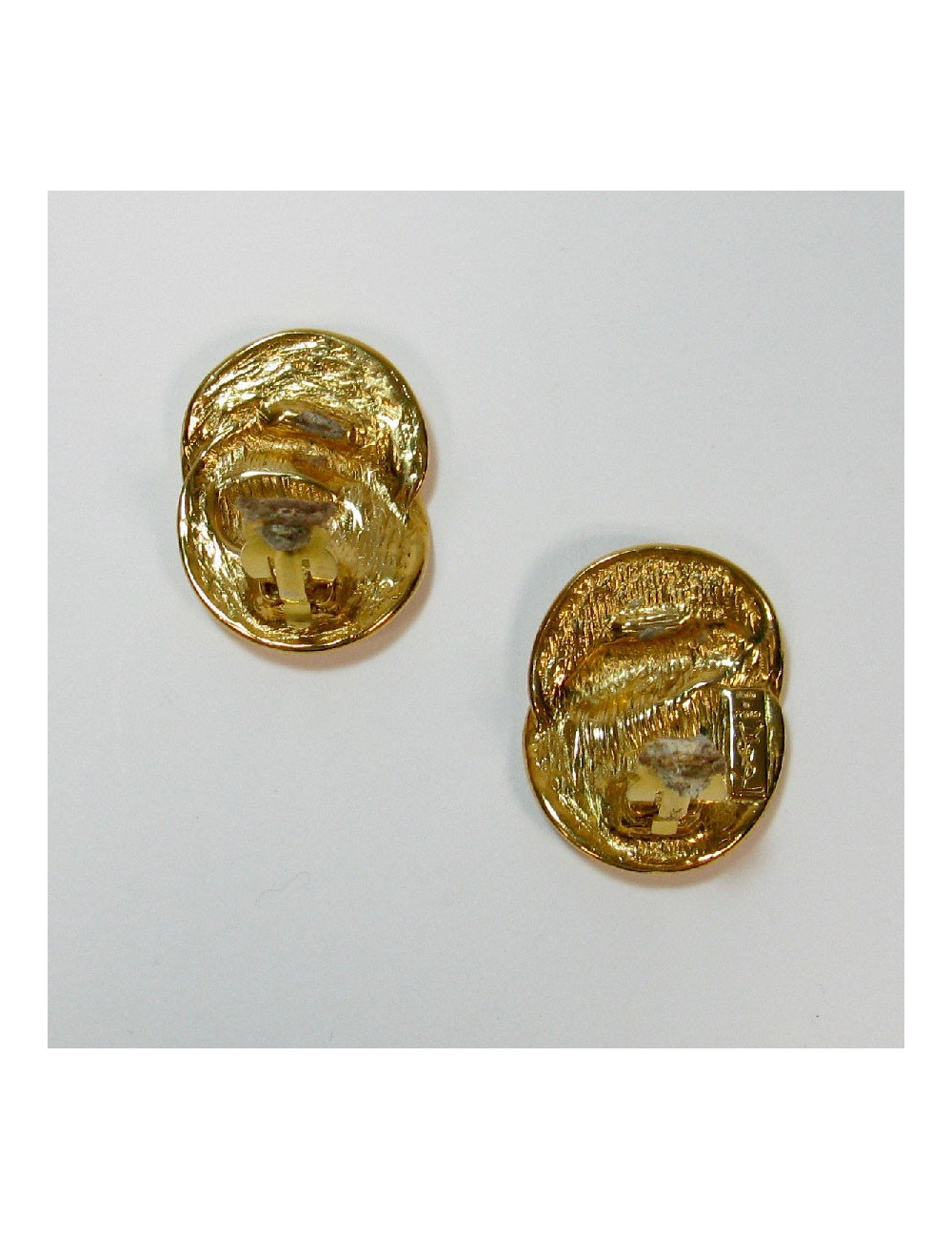 Boucles d'oreilles clips YVES SAINT LAURENT vintage en métal doré