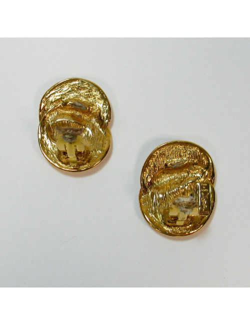 Boucles d'oreilles clips YVES SAINT LAURENT vintage en métal doré