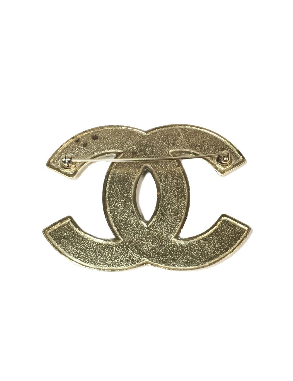 Broche CHANEL CC en métal doré