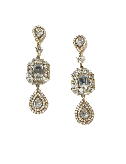 Boucles d'oreilles clips YVES SAINT LAURENT vintage en strass