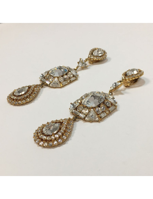 Boucles d'oreilles clips YVES SAINT LAURENT vintage en strass