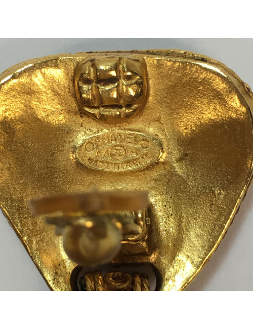 Boucles d'oreilles clips CHANEL  vintage métal doré 