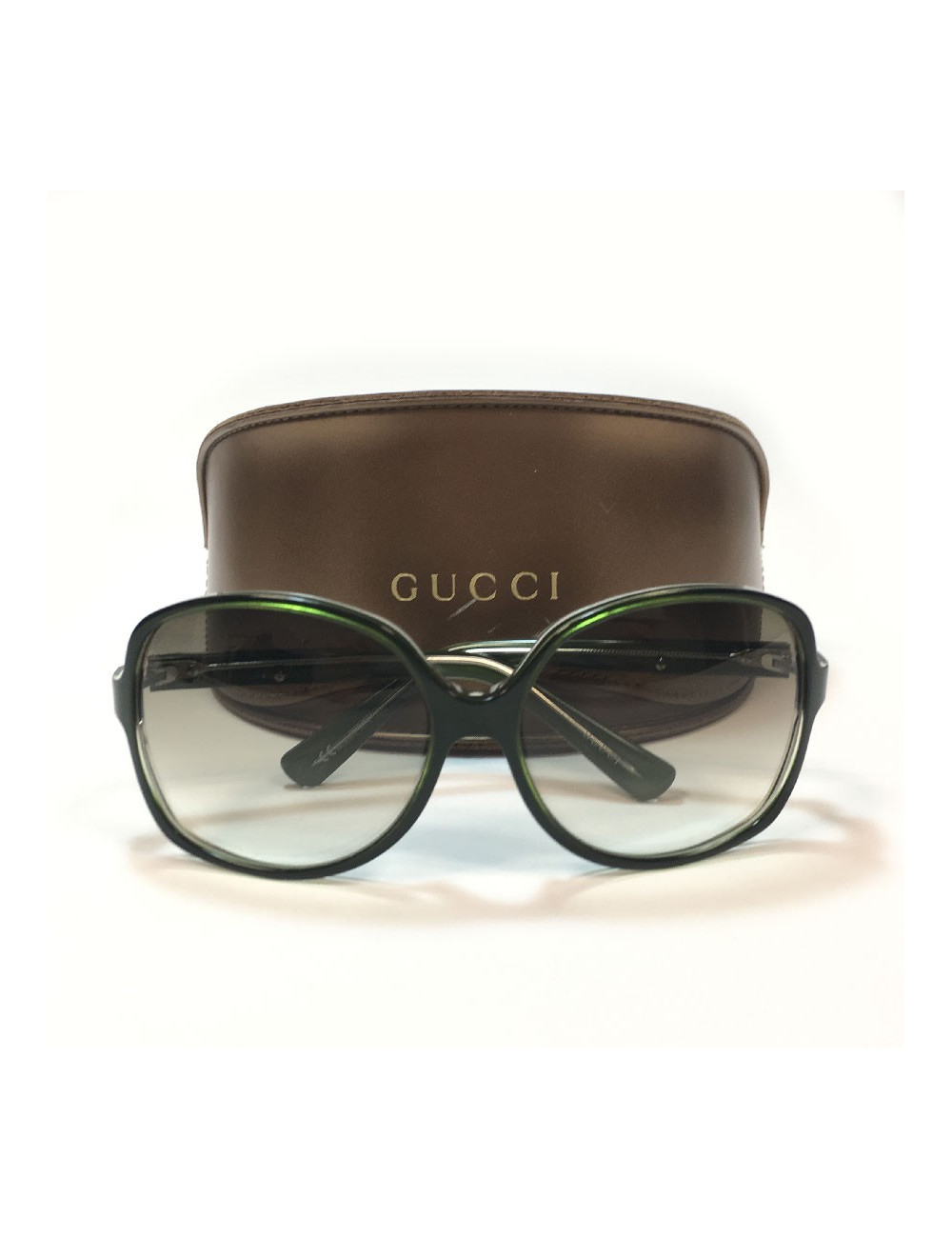 Lunettes de soleil GUCCI oversize en plastique vert