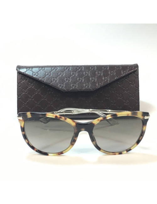 Lunettes de soleil GUCCI branches métal bambou et écaille de tortue