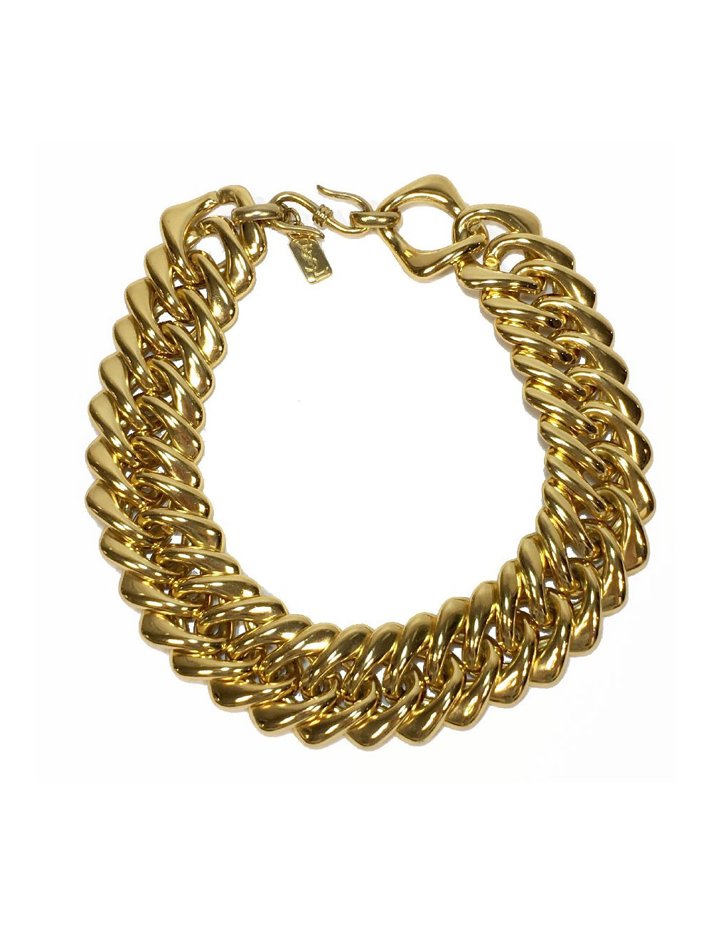 YVES SAINT LAURENT vintage knit necklace in gilt metal