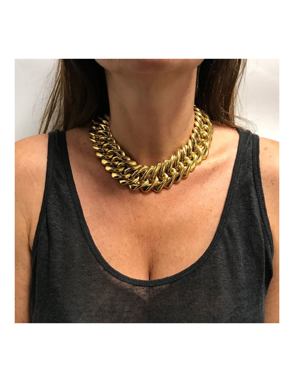 YVES SAINT LAURENT vintage knit necklace in gilt metal