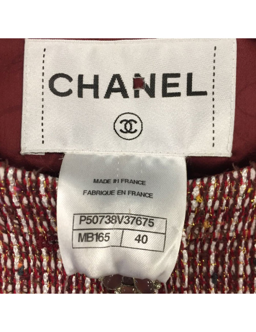 Veste T40 CHANEL bordeaux et fils d'or