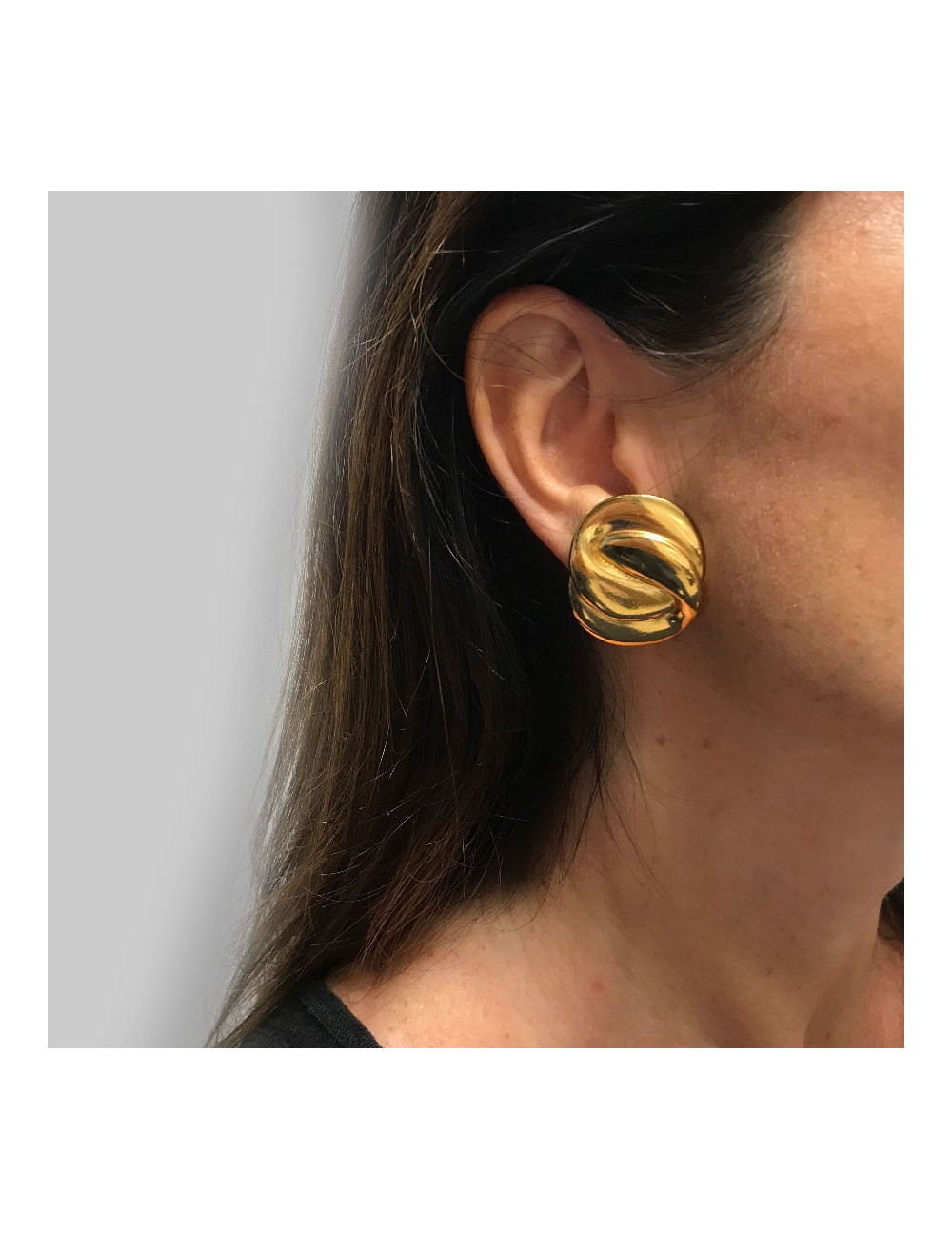 Boucles d'oreilles clips YVES SAINT LAURENT vintage en métal doré