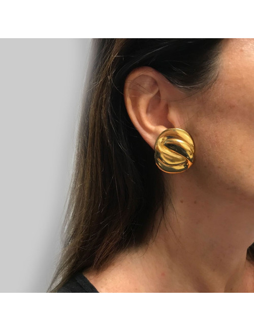 Boucles d'oreilles clips YVES SAINT LAURENT vintage en métal doré