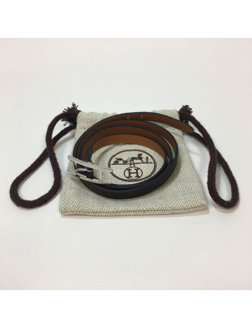 Bracelet HERMES 'Hapi' multi tours en cuir marron