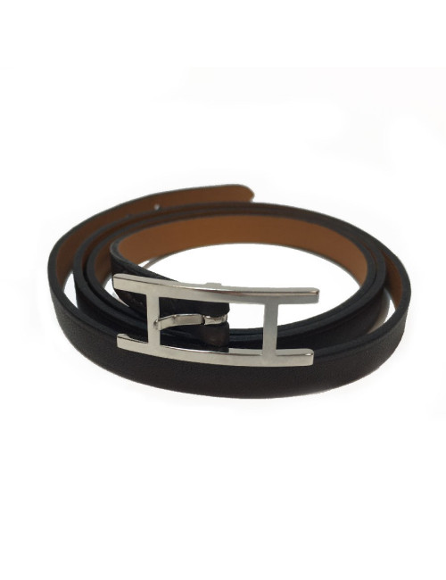 HERMES 'Hapi'3 Bracelet in brown leather