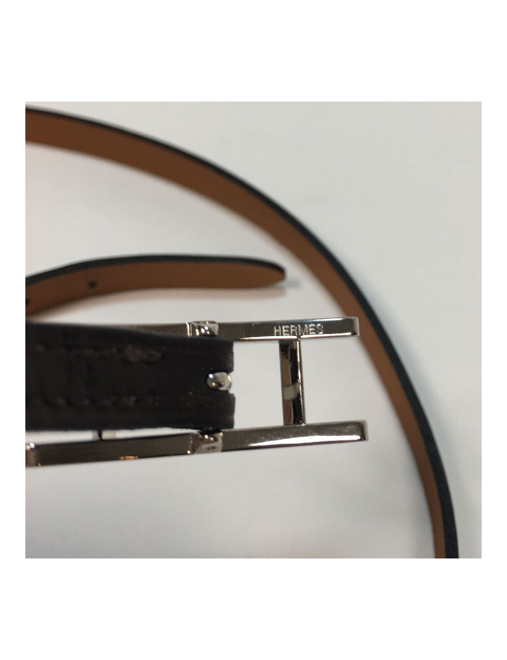 HERMES 'Hapi'3 Bracelet in brown leather