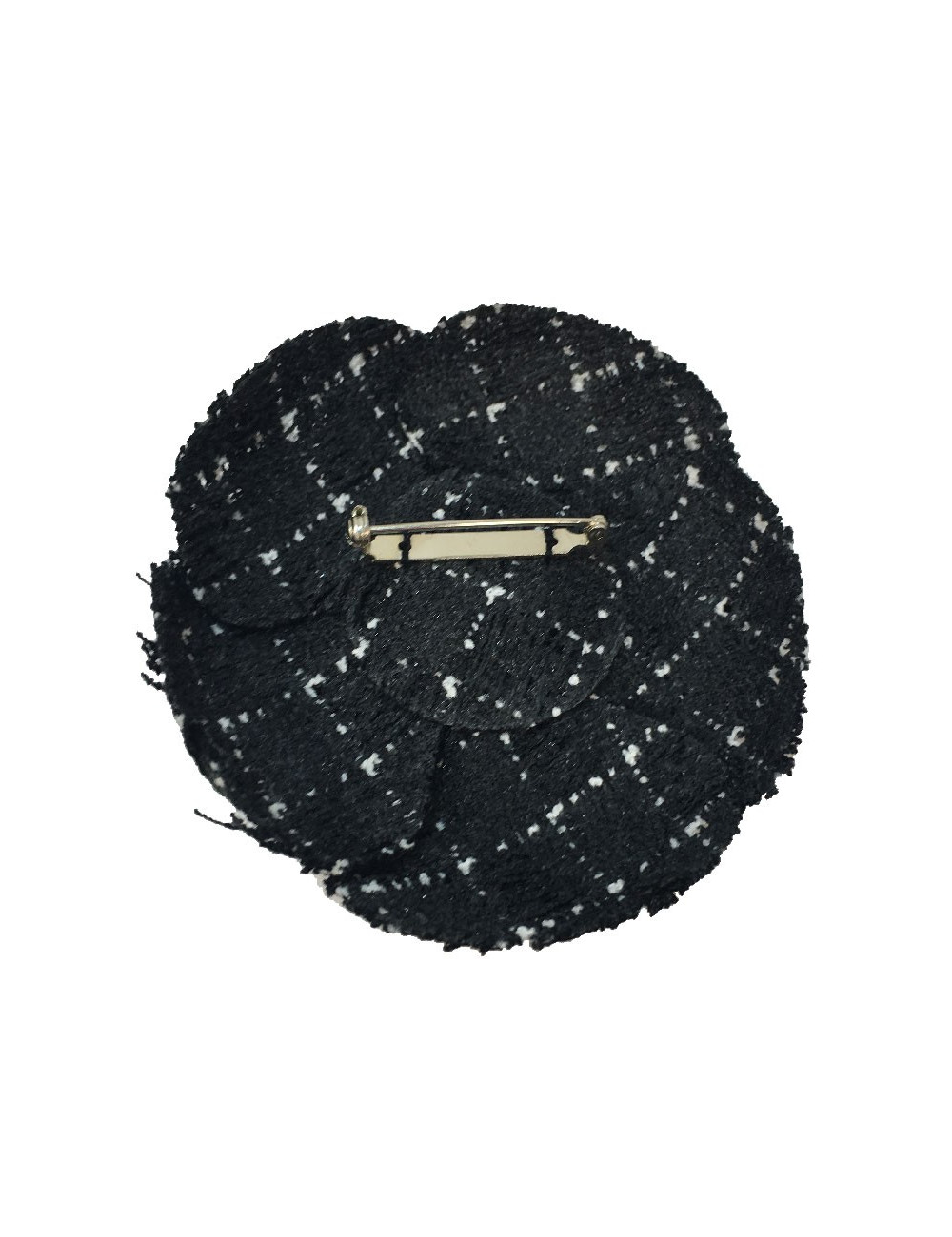 Broche CHANEL camélia tissu noir et blanc