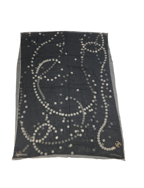 Foulard CHANEL en soie noire