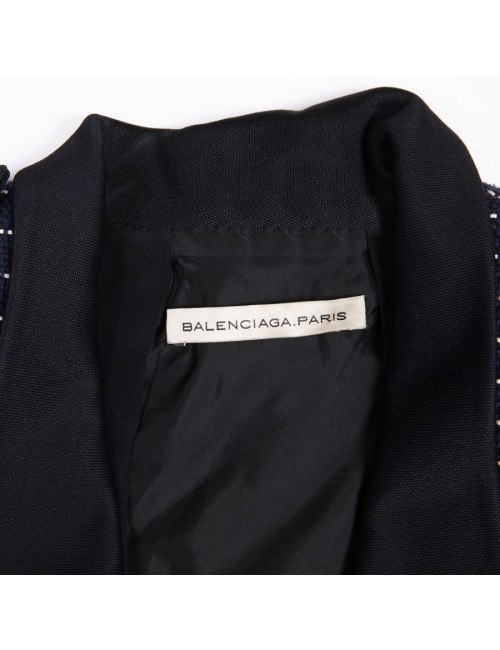 BALENCIAGA  jacket in navy blue cotton and white stripes size 42