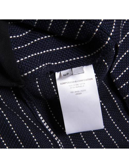 BALENCIAGA  jacket in navy blue cotton and white stripes size 42