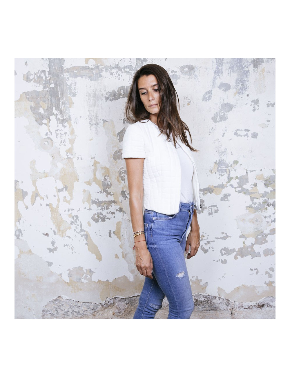 Veste CHANEL courte blanche matelassée T36