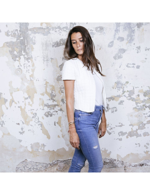 Veste CHANEL courte blanche matelassée T36