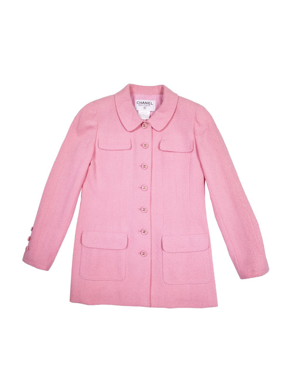 CHANEL vintage jacket in pink wool tweed size 38FR
