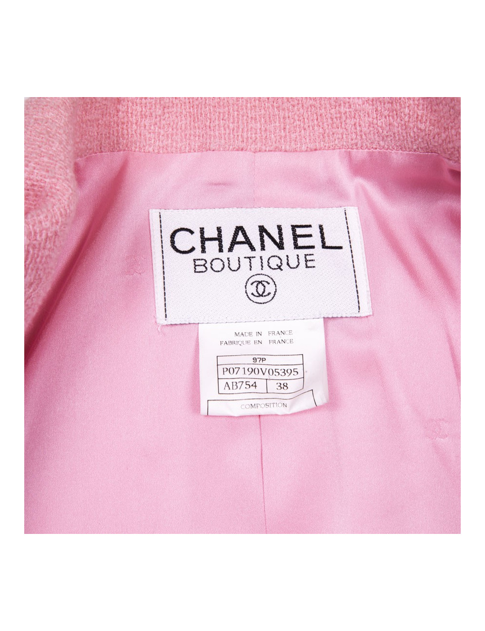 Veste T 38 CHANEL tweed rose