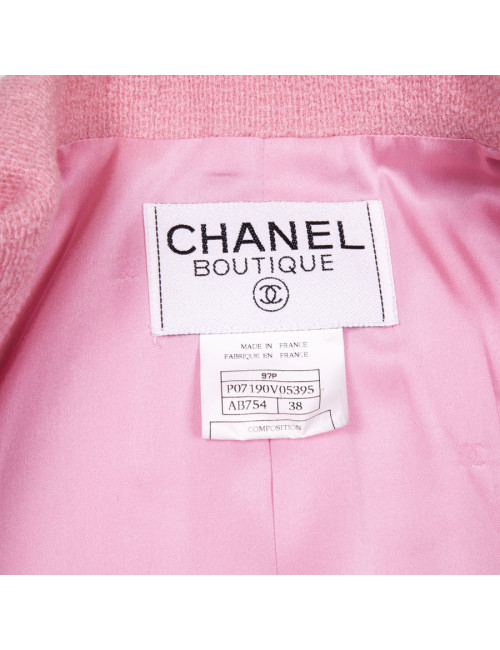 CHANEL vintage jacket in pink wool tweed size 38FR