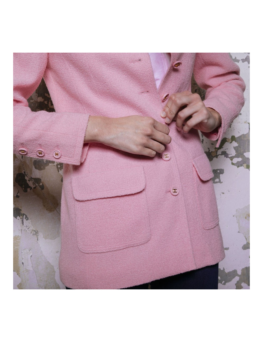 Veste T 38 CHANEL tweed rose