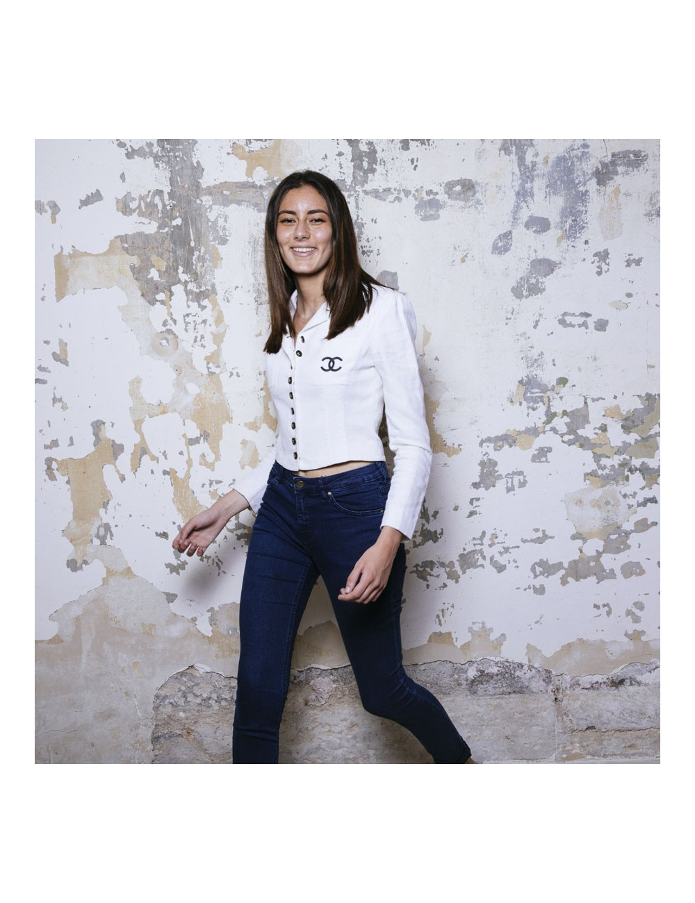 Veste CHANEL en lin écru