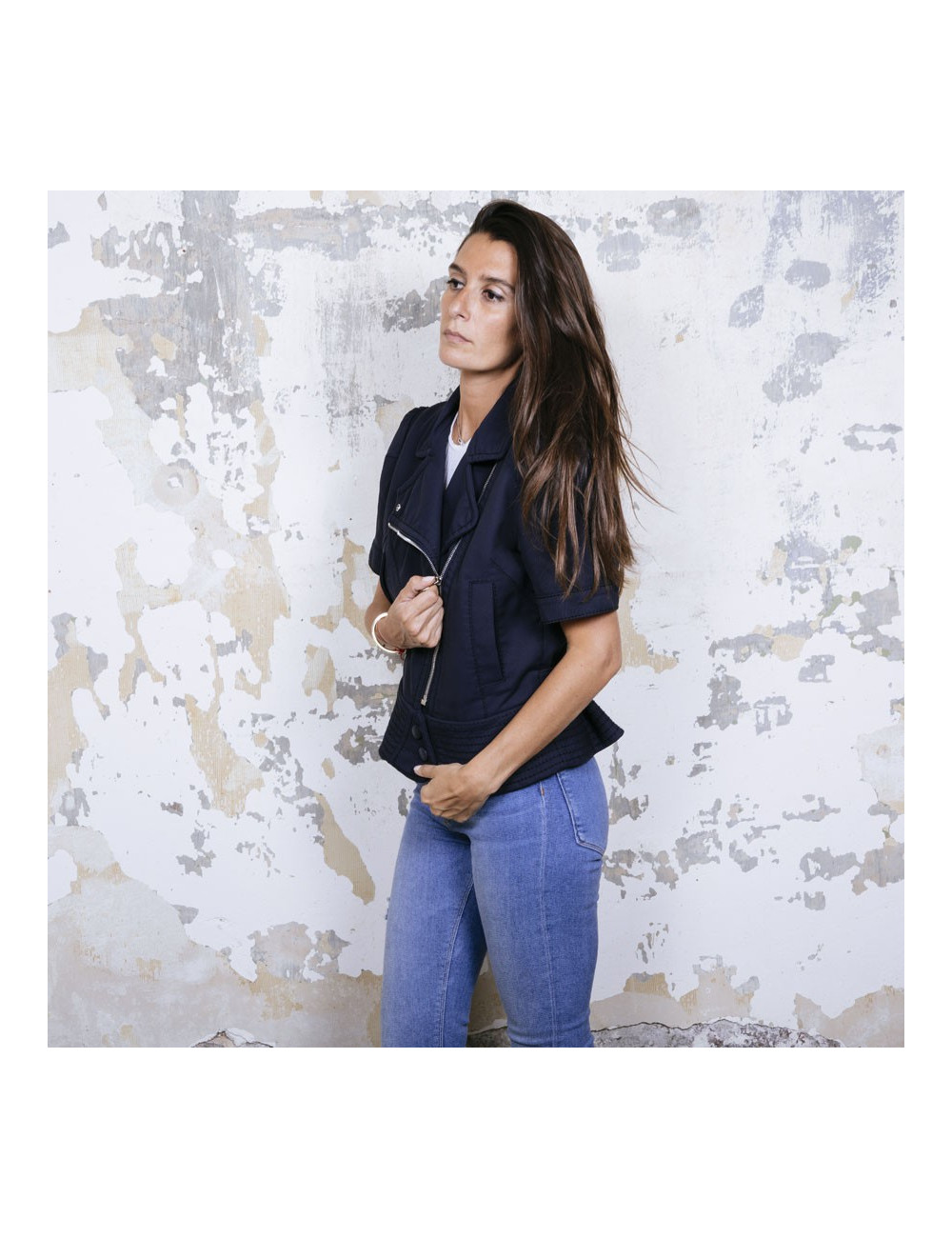 Blouson LOUIS VUITTON T42  manches courtes bleu 