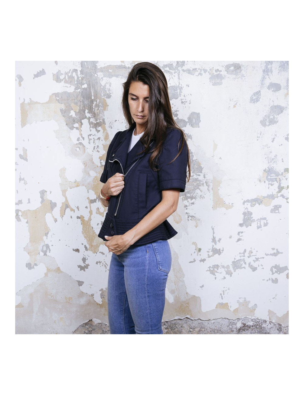 Veste LOUIS VUITTON T42  manches courtes bleu