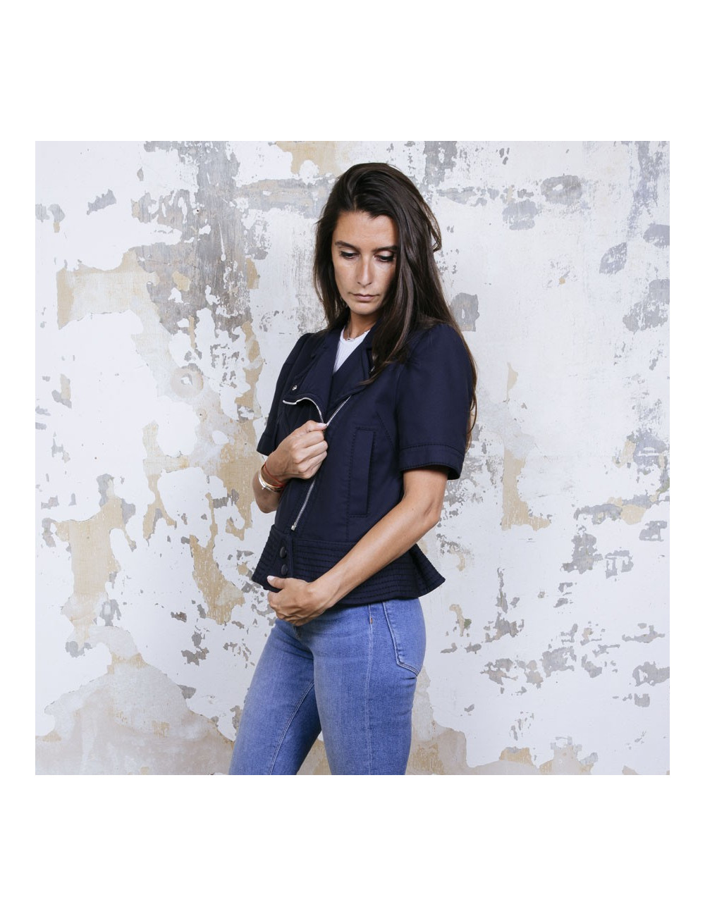 Blouson LOUIS VUITTON T42  manches courtes bleu 